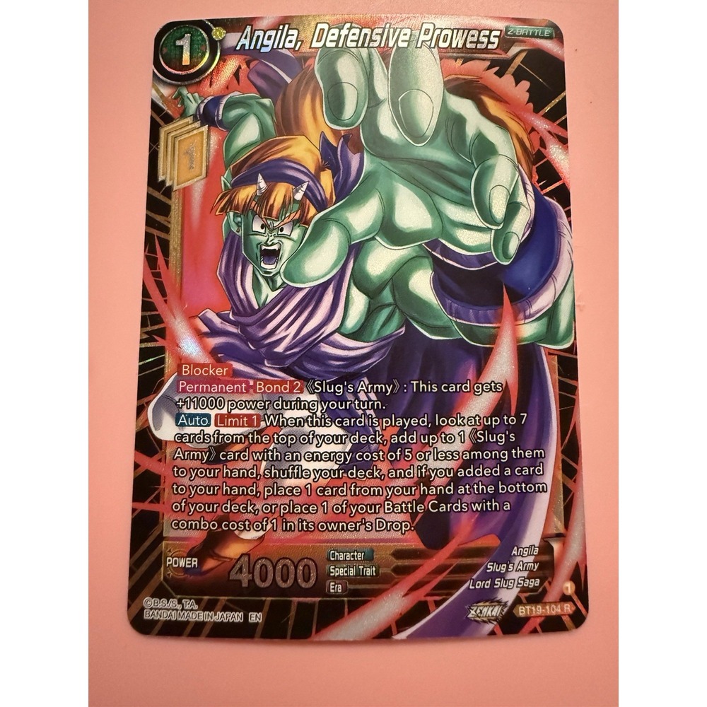 Dragon Ball Super Card Game Angila Defensive Prowess BT19-104 R Foil Z-Battle